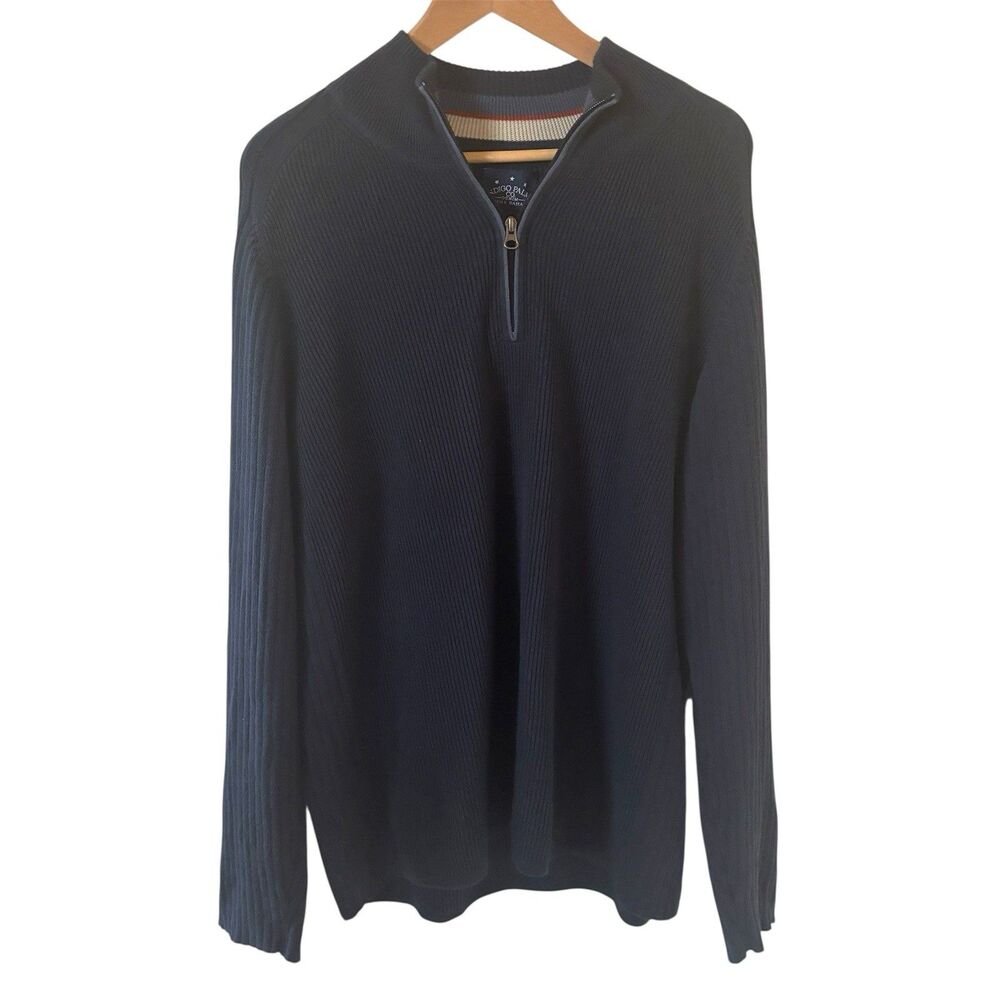 Indigo Palms Tommy Bahama‎ Mens 1/4 Zip Pullover Blue Size Large Comfort Fall